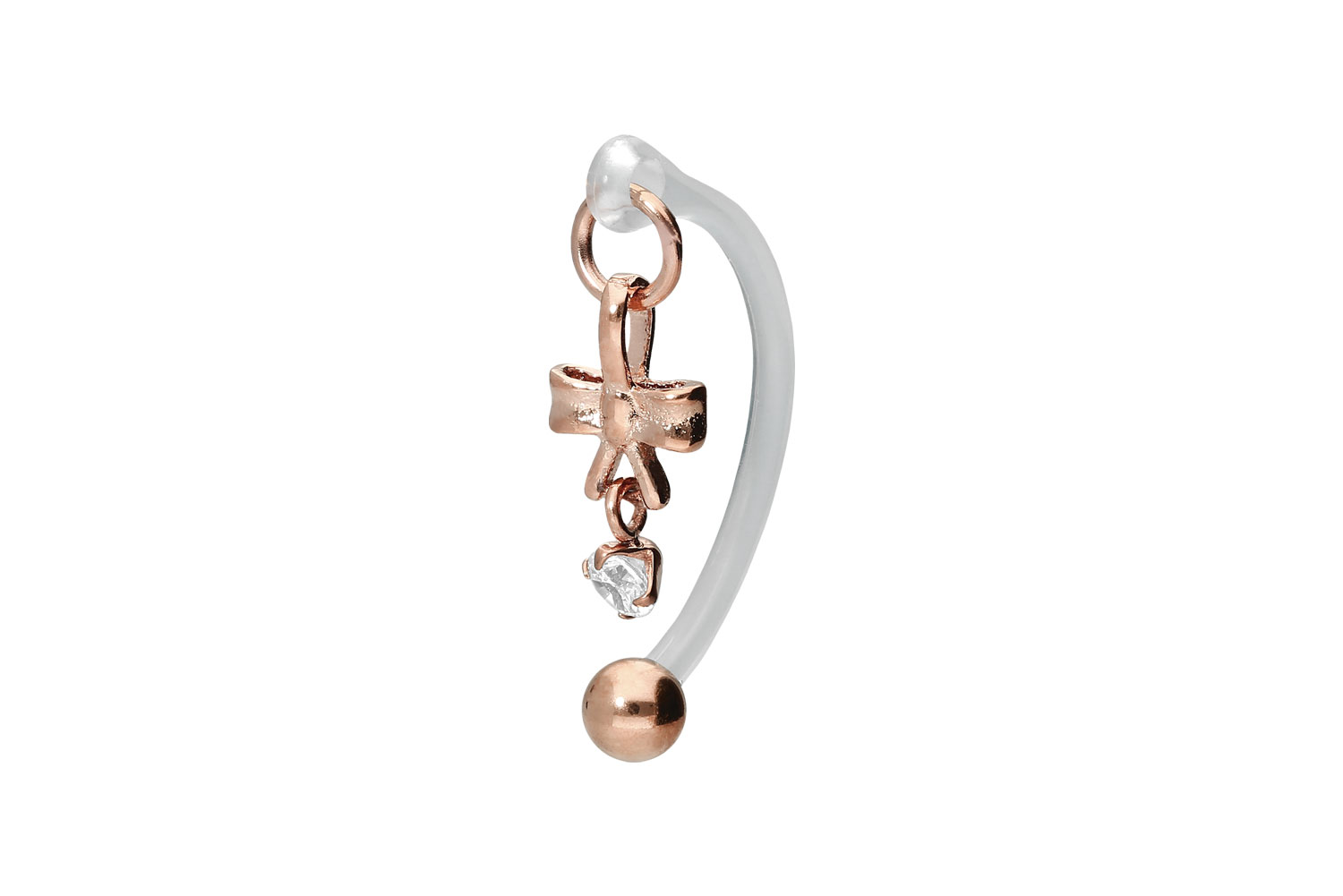 PMFK Bananabell Piercing mit Chirurgenstahl-Design SCHLEIFE + KRISTALL ++SALE++
